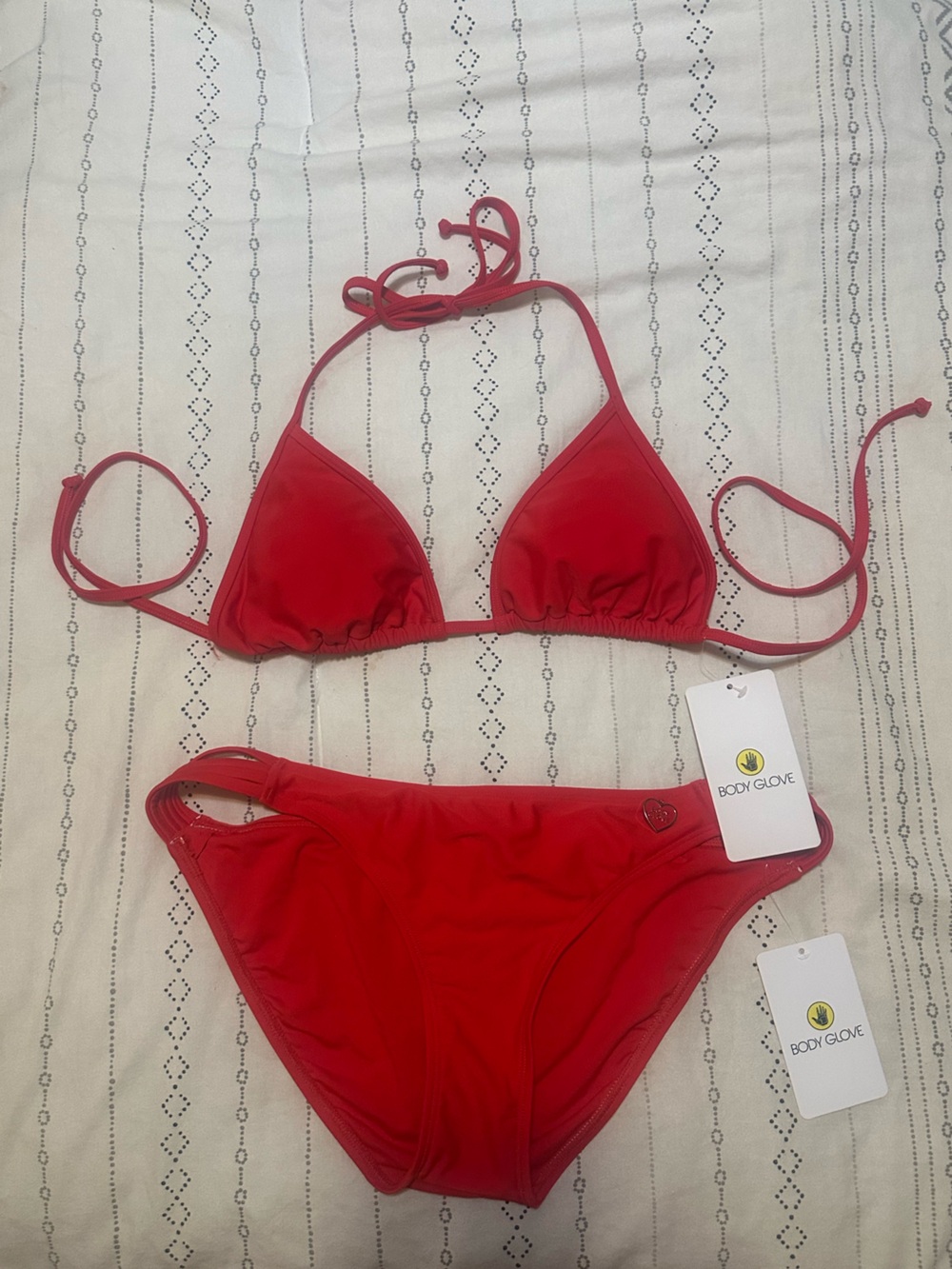 Body Glove Red String Triangle Bikini Set